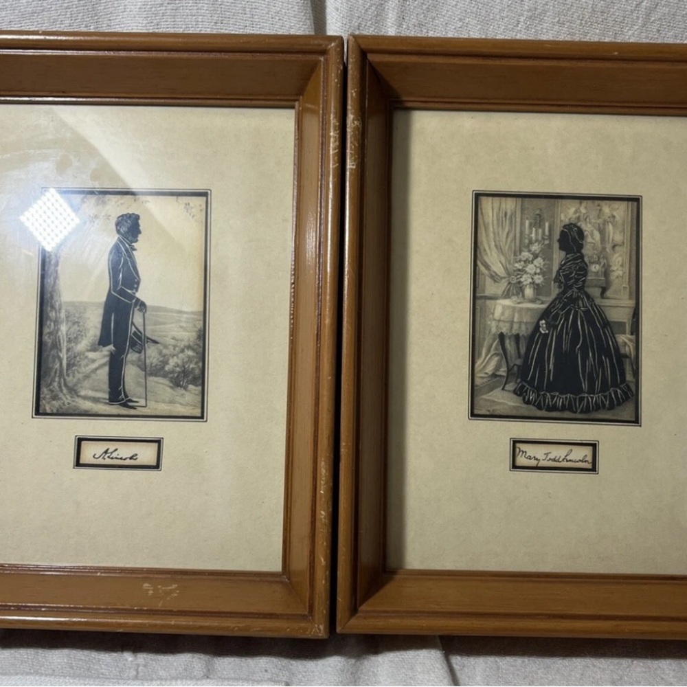 Antique Lithographs of Abraham Lincoln and Mary Todd Lincoln, 9” X 7”